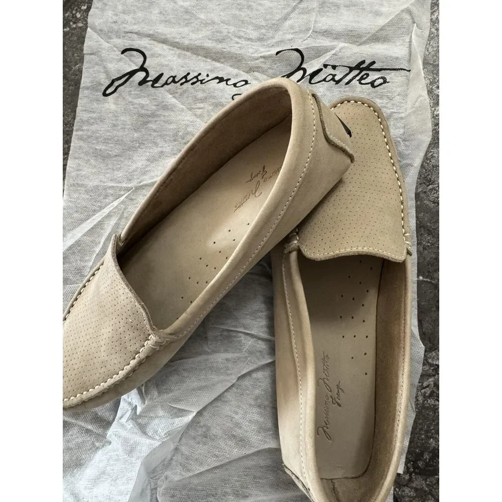 Massimo Matteo Womens‎ Perf Venetian Driver Cinza Nubuck Beige Sz 10B